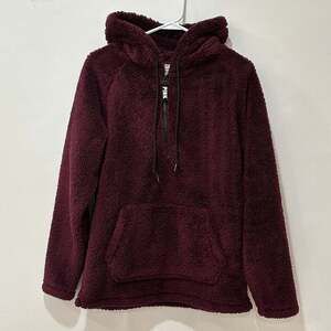 Victoria's Secret PINK Maroon Teddy Half Zip Pullover Hoodie Women’s XS